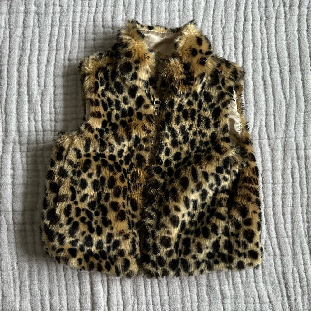 Crewcuts faux leopard fur vest